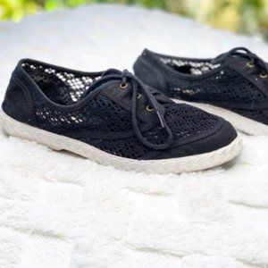 Diane Von Fursteneburg Black Knit Sneakers Lace Up Tennis Shoes